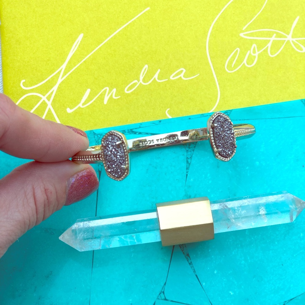 Gold Kendra Scott Cuff Platinum Drusy Bracelet